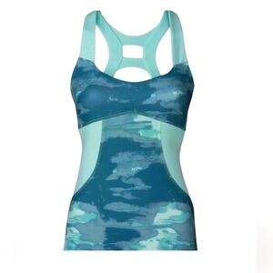 The North Face Tadasana Sport Racerback Tank Top Blue/Green/Teal Sz XSmall